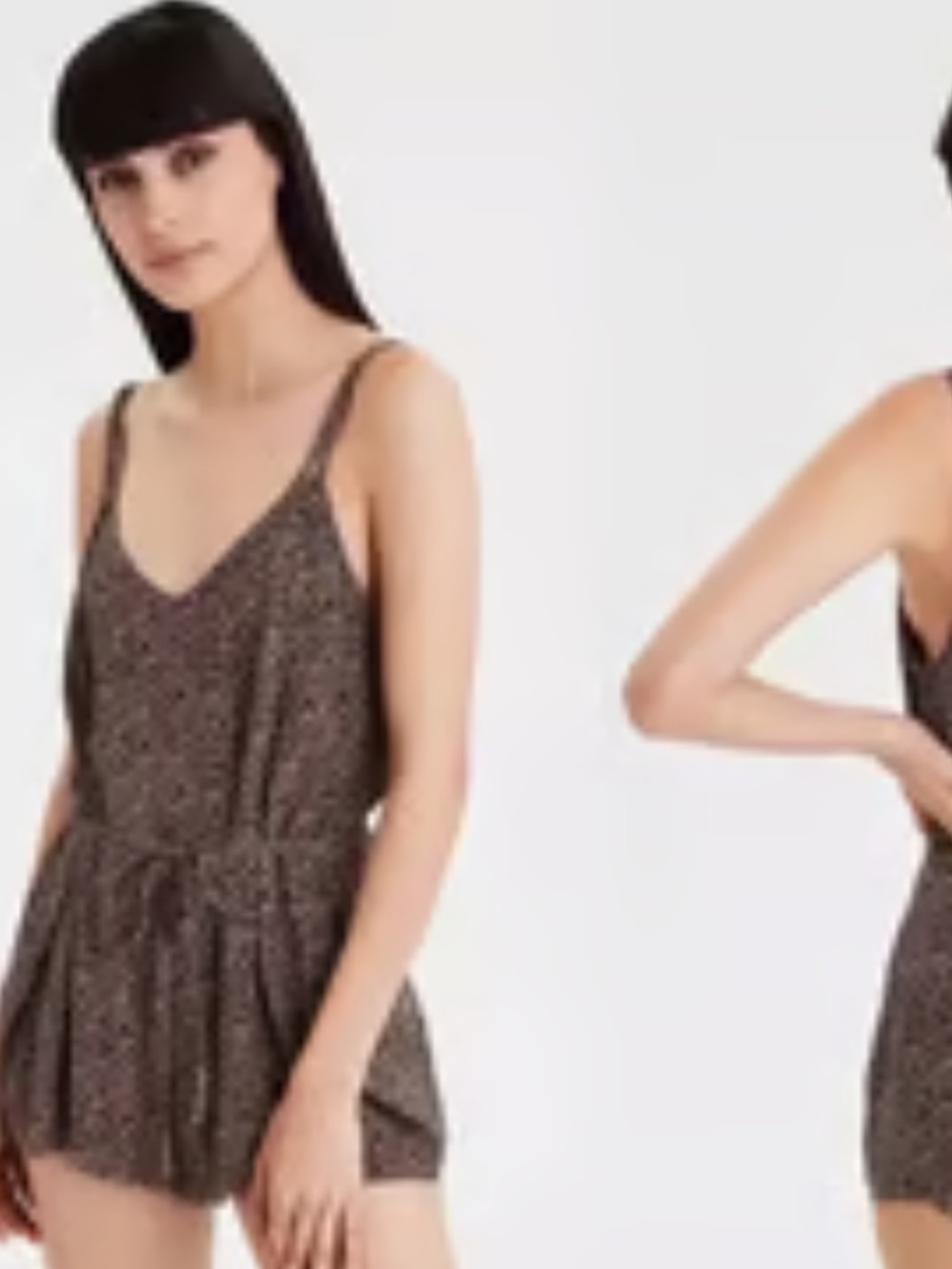 American Eagle V-neck Spaghetti Strap Leopard Print Romper